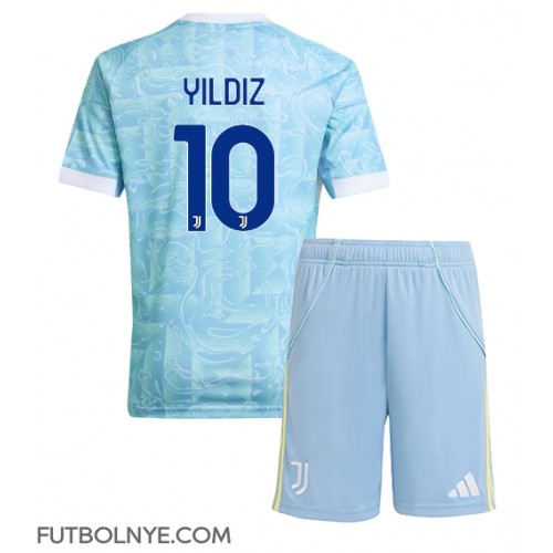 Camiseta Juventus Kenan Yildiz #10 Visitante Equipación para niños 2025-26 manga corta (+ pantalones cortos)